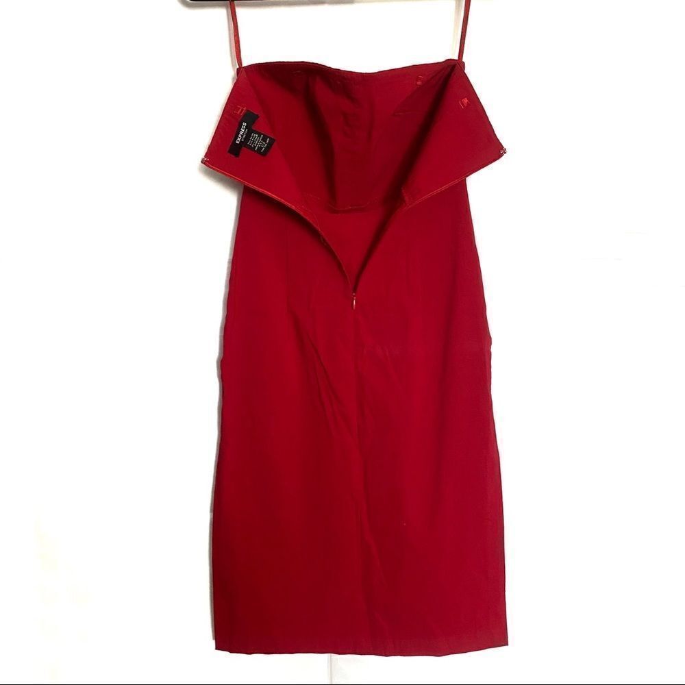 Express Red Stretch Strapless Dress - Picture 3 of 8
